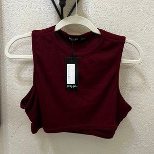 NWT!! Nasty Gal Womens Maroon cropped top